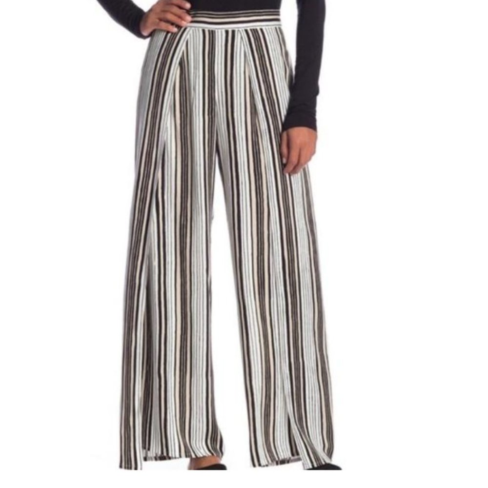 cupcakes and cashmere Women's Avah Wide Leg Pant with Slit Detail, Ivory, 0 NWT
